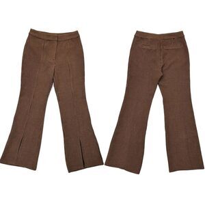 Current Air High Waist Split Hem Flare Pants Size S  Houndstooth Academia Brown